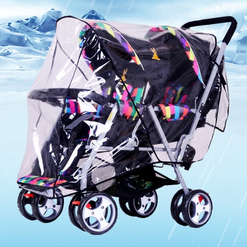 Double Seats Twin Baby Strolle - đánh giá và giá Stroller Rain Cover