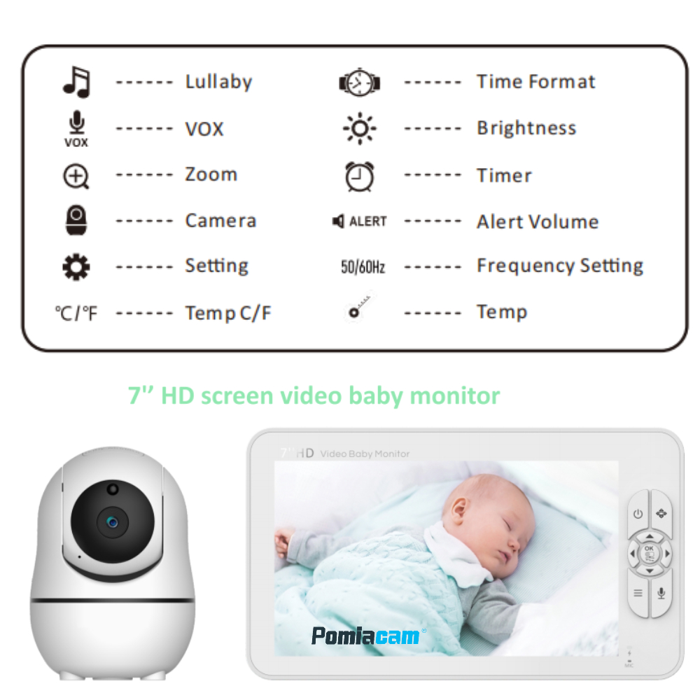 SM70 Baby Monitor HD 720P 7''  - đánh giá và giá Baby Products Video